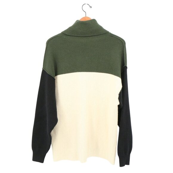 Free People Softly Structured Color-Blocked Tunic Sweater S Green Ivory Sweater - Picture 6 of 6